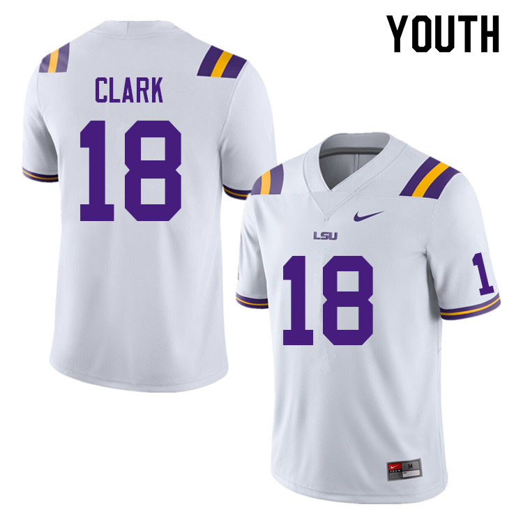 Youth #18 Damone Clark LSU Tigers College Football Jerseys Sale-White
